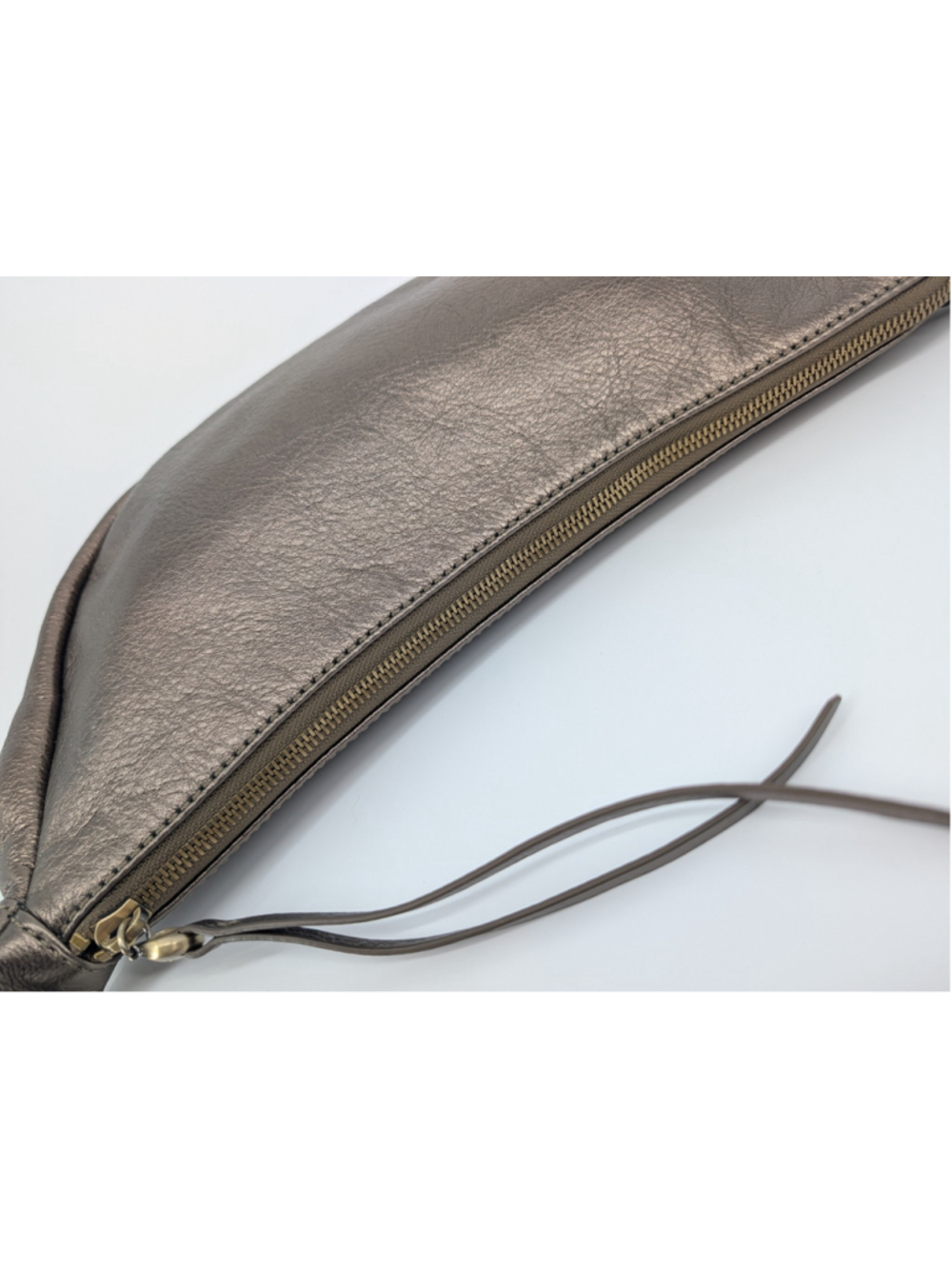 HOBO Knox Sling Pewter Metallic Bronze Genuine Leather Crescent Shoulder Bag - Picture 3 of 12